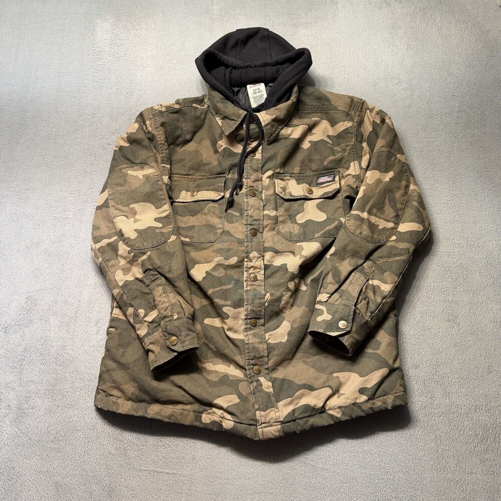 Dickies Mens M 38-40 Camo Hooded Quilted Lined Work Hunting Jacket Coat